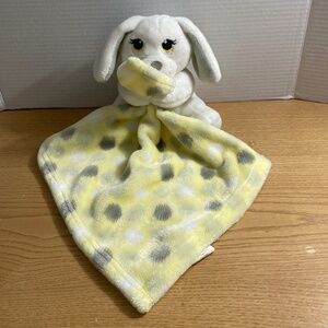 Little Beginnings White Dog Lovey Plush Yellow Gray Security Blanket Soft Cuddly